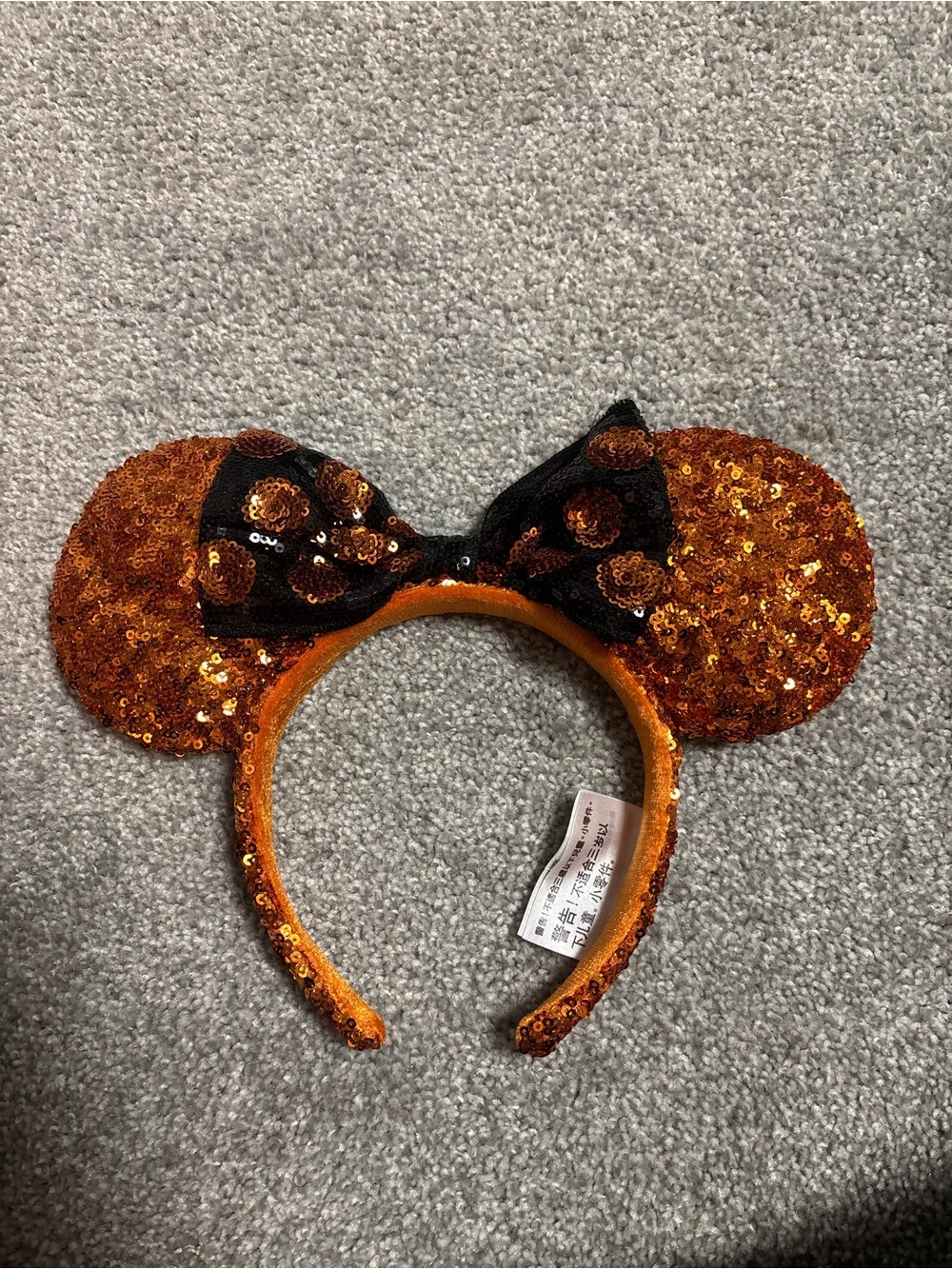 Disneyland -  Orange Minnie Ear Headband with Black Polka Bow